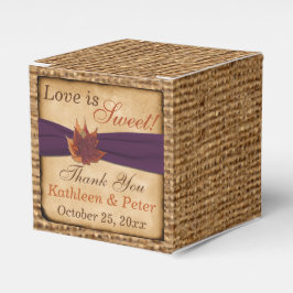 紅葉、フェイクBurlap Favor Box – 紫 フェイバーボックス
