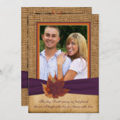 紅葉、フェイクBurlap PHOTOウェディング招待状 招待状 (正面/裏面)