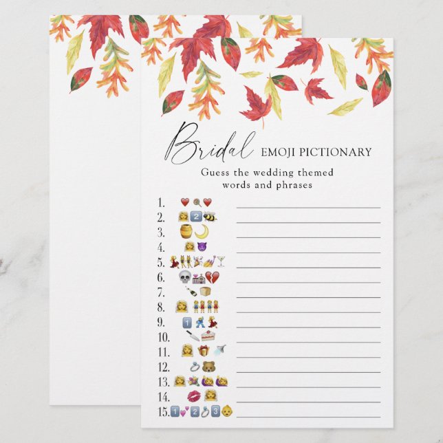 紅葉-ブライダルシャワー絵文字ゲーム (正面/裏面)