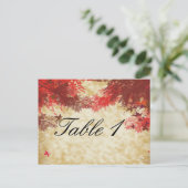 紅葉：ブルゴーニュと赤のブランチテーブル番号 ポストカード (スタンド正面)