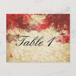 紅葉：ブルゴーニュと赤のブランチテーブル番号 ポストカード