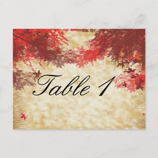 紅葉：ブルゴーニュと赤のブランチテーブル番号 ポストカード (正面)