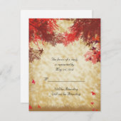紅葉：ブルゴーニュと赤の枝のベージュ色 出欠カード (正面/裏面)