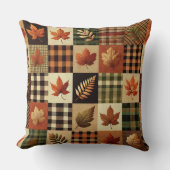 紅葉&プレイド20x20クッション:居心地の良い秋Vib クッション (正面)