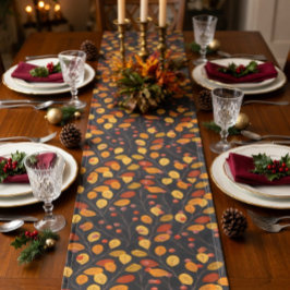 紅葉&ベリーシームレスパターン秋 ショートテーブルランナー