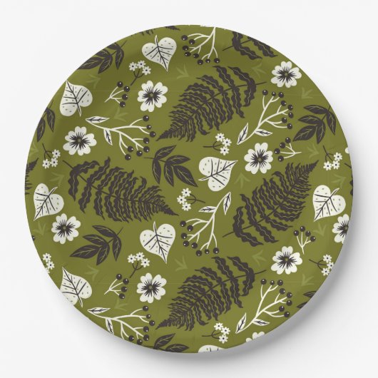 紅葉、ベリー&アコーズ紙プレート ペーパープレート (正面)