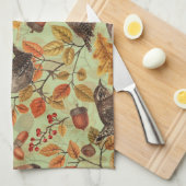 紅葉、ベリー、キノコ、レンチ キッチンタオル (四つ折り)