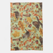 紅葉、ベリー、キノコ、レンチ キッチンタオル (縦)