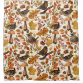 紅葉、ベリー、キノコ、レンチ シャワーカーテン (正面)