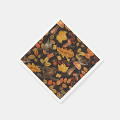 紅葉、ベリー、キノコ、レンチ スタンダードカクテルナプキン (角)