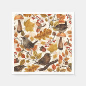 紅葉、ベリー、キノコ、レンチ スタンダードカクテルナプキン (正面)