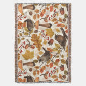 紅葉、ベリー、キノコ、レンチ スローブランケット (正面縦)