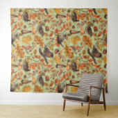 紅葉、ベリー、キノコ、レンチ タペストリー (インサイチュ(横))