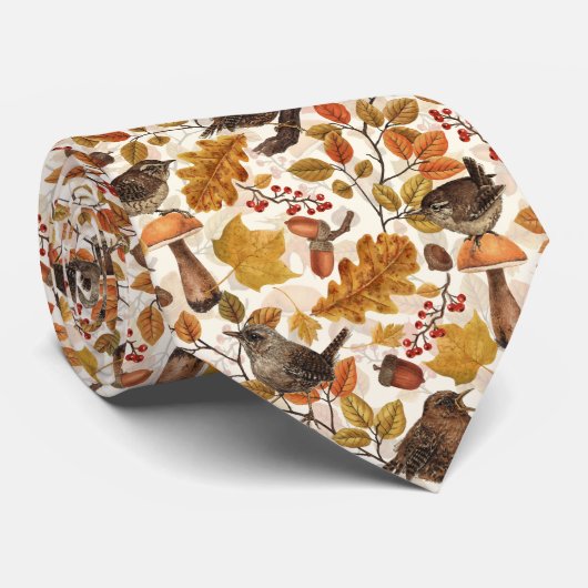 紅葉、ベリー、キノコ、レンチ ネクタイ (ロール)