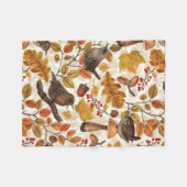 紅葉、ベリー、キノコ、レンチ フリースブランケット (正面(横))