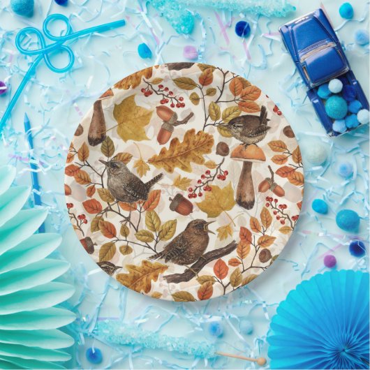 紅葉、ベリー、キノコ、レンチ ペーパープレート (パーティー)