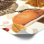 紅葉、ベリー、キノコ、レンチ ポスター (角)