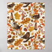 紅葉、ベリー、キノコ、レンチ ポスター (正面)