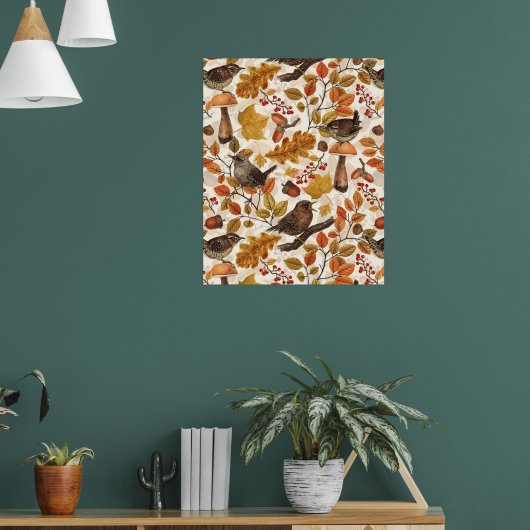 紅葉、ベリー、キノコ、レンチ ポスター (リビング1)