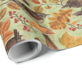 紅葉、ベリー、キノコ、レンチ ラッピングペーパー (ロールコーナー)