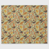 紅葉、ベリー、キノコ、レンチ ラッピングペーパー (フラット)