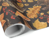 紅葉、ベリー、キノコ、レンチ ラッピングペーパー (ロールコーナー)