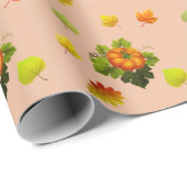 紅葉、ベージュのカボチャ ラッピングペーパー (ロールコーナー)