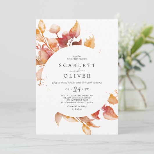 紅葉 |ホワイトとブルゴーニュ結婚カジュアルズ 招待状 (スタンド正面)