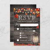 紅葉&ランタンヴィンテージ秋の結婚式RSVP 出欠カード (正面/裏面)