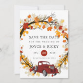 紅葉 ヴィンテージ トラック Save The Date ウェディング  I 招待状 (正面)