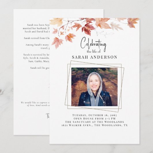 紅葉 人生 Celebration フォト 招待状 (正面/裏面)