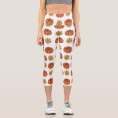 紅葉：手書きパンプキンパターン カプリレギンス (正面)