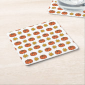 紅葉：手書きパンプキンパターン スクエアペーパーコースター (アングル)