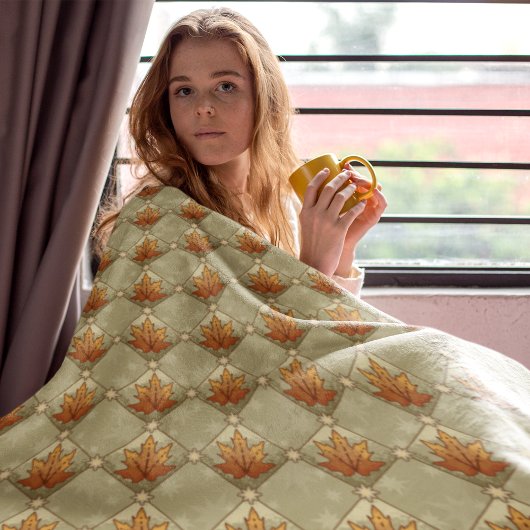 紅葉（星付きダイヤモンドパターン） フリースブランケット