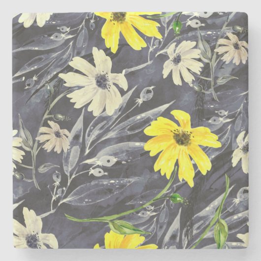 紅葉、果実:水彩パターン。 ストーンコースター (正面)