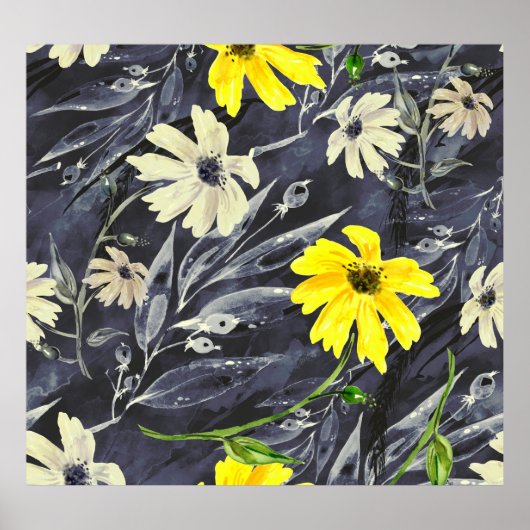 紅葉、果実：水彩パターン。 ポスター (正面)