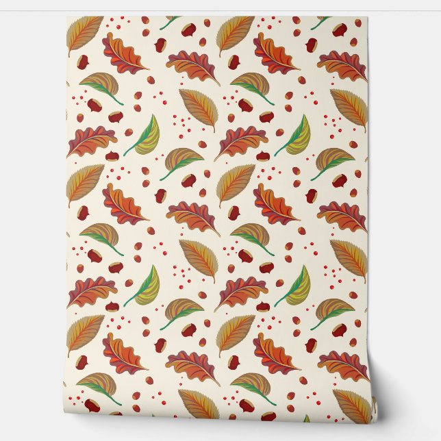 紅葉、栗、ヘーゼルナッツ、ベリーの秋 壁紙 (ほどく)