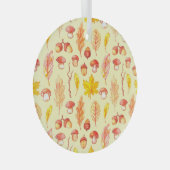 紅葉：水彩レトロ壁紙 ガラスオーナメント (正面右)