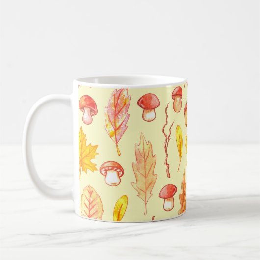 紅葉：水彩レトロ壁紙 コーヒーマグカップ (左)