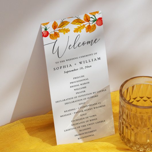 紅葉。水彩秋の結婚式 プログラム
