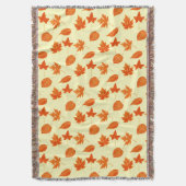 紅葉-淡い色の黄色とオレンジ スローブランケット (正面縦)