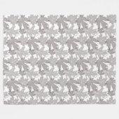 紅葉、白の分散させた暗灰色の葉 フリースブランケット (正面(横))