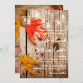 紅葉&白熱［赤熱］光を放つメイスン素朴ジャース結婚ズ 招待状 (正面/裏面)