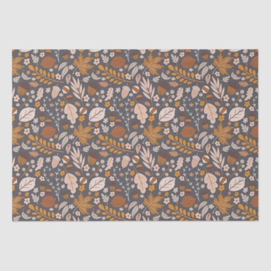 紅葉、秋の夜のシームレスなパターン 薄葉紙 (正面)