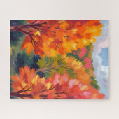紅葉 | 秋の葉 水彩画 自然 ジグソーパズル (横)