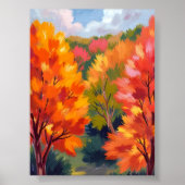 紅葉 | 秋の葉 水彩画 自然 ポスター (正面)