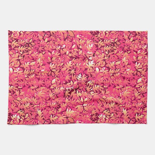 紅葉、赤とオレンジのグラデーション キッチンタオル (横)
