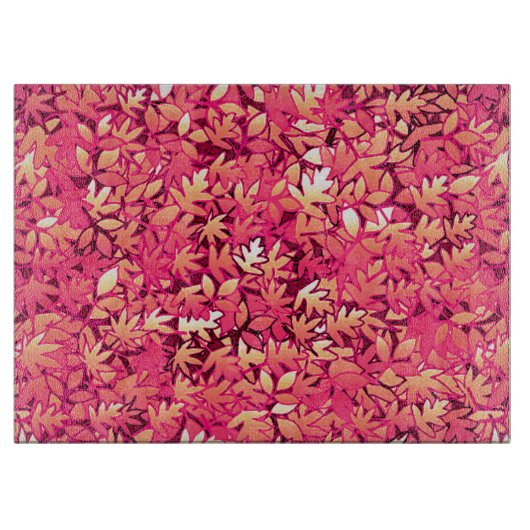 紅葉、赤とオレンジの色合い カッティングボード (正面)