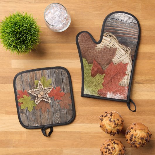 紅葉 鍋つかみ&鍋敷きセット (トップダウン)
