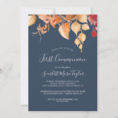 紅葉 Navy Blue & Burgundy First Communion 招待状 (正面)